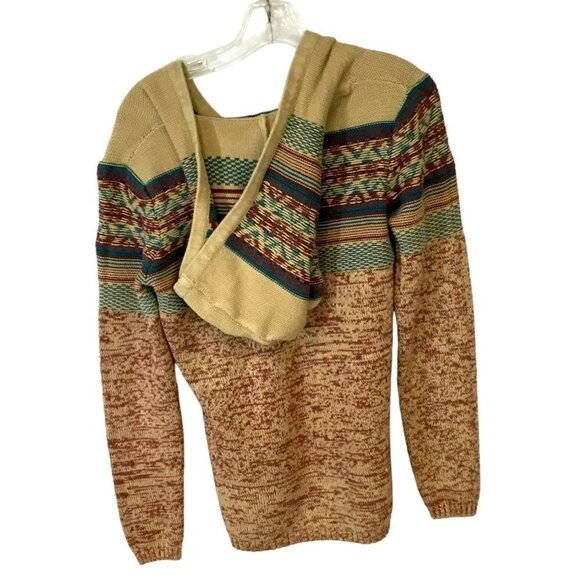 Natural Reflections Bass Pro Shop Hooded Sweater Boho Pullover Fair Isle Small - Picture 2 of 8
